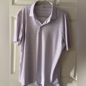 Peter Millar Men's Polo - Soft Pink and Light Blue Pattern